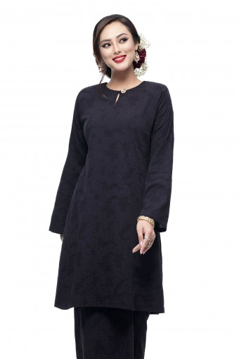 Klasik Kurung Pahang Mawar (Black)