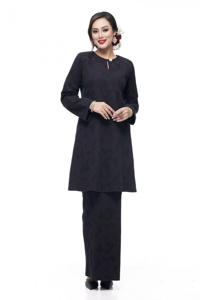 Klasik Kurung Pahang Mawar (Black)