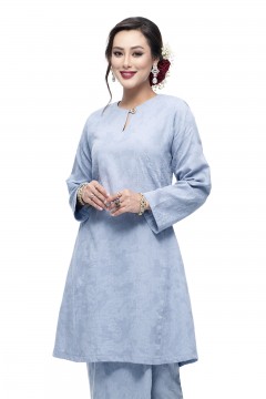 Klasik Kurung Pahang Mawar (Dusty Blue)