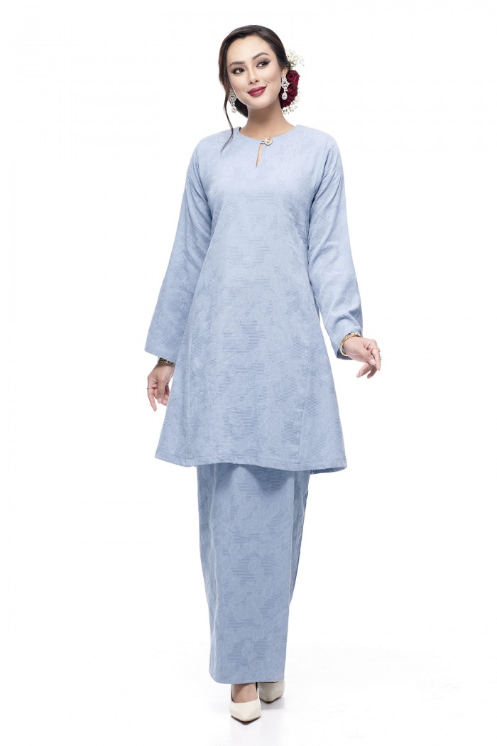 Klasik Kurung Pahang Mawar (Dusty Blue)