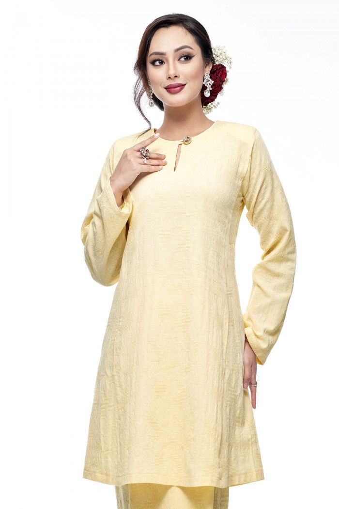 Klasik Kurung Pahang Mawar (Daffodil Yellow)