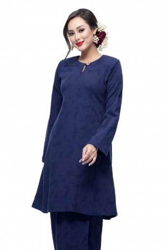 Klasik Kurung Pahang Mawar (Navy Blue)