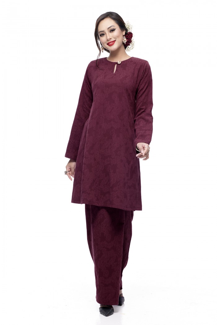 Klasik Kurung Pahang Mawar (Maroon)