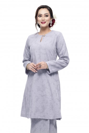 Klasik Kurung Pahang Mawar (Silver Grey)