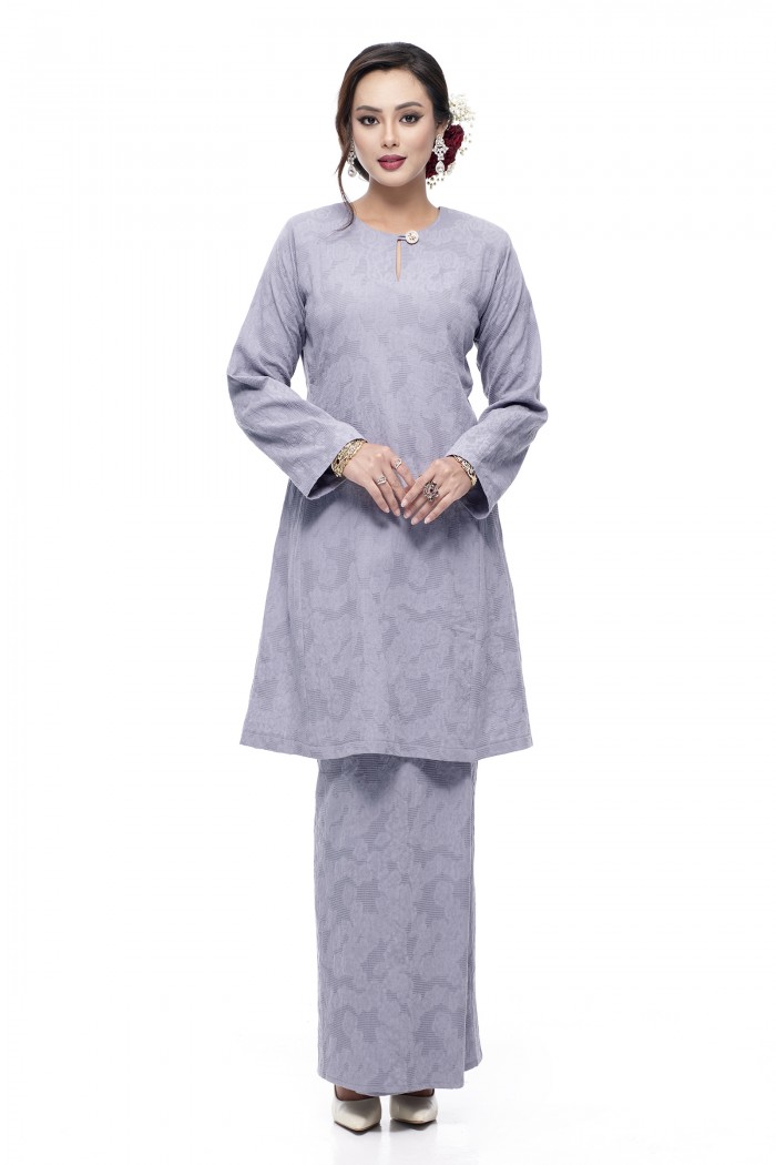 Klasik Kurung Pahang Mawar (Silver Grey)