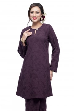 Klasik Kurung Pahang Mawar (Dark Purple)