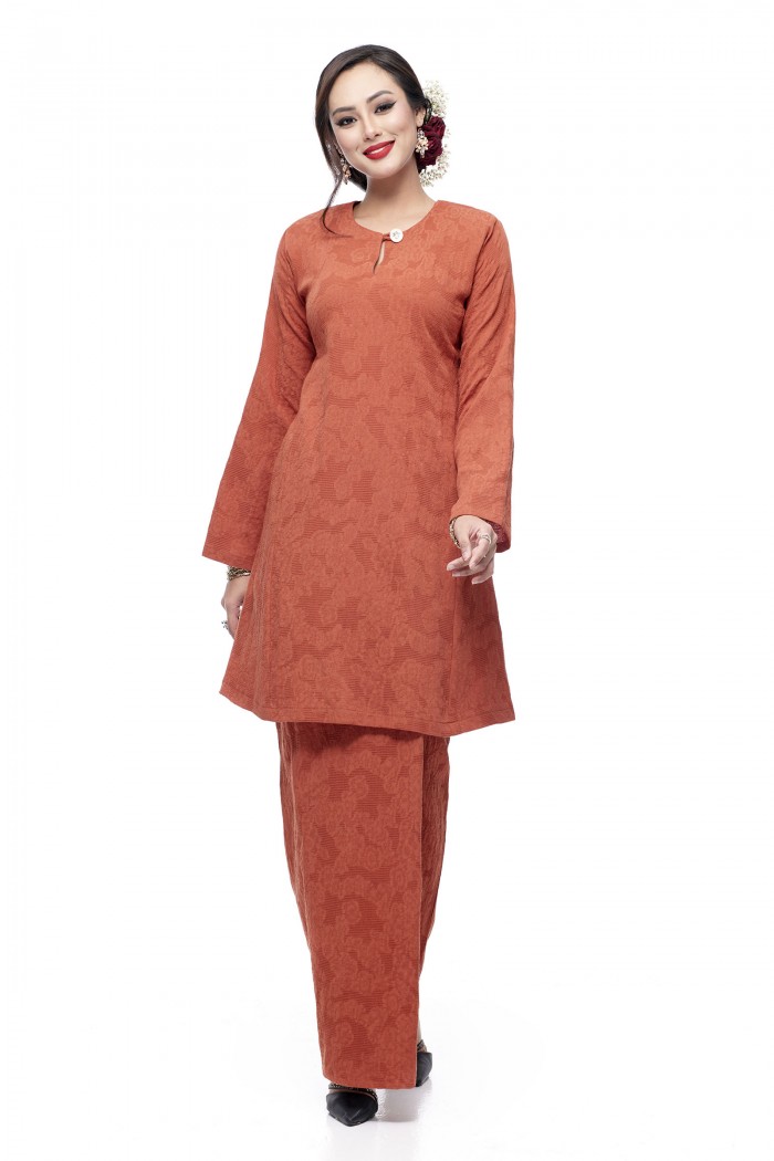 Klasik Kurung Pahang Mawar (Burnt Orange)