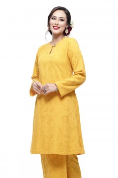 Klasik Kurung Pahang Mawar (Golden Mustard)