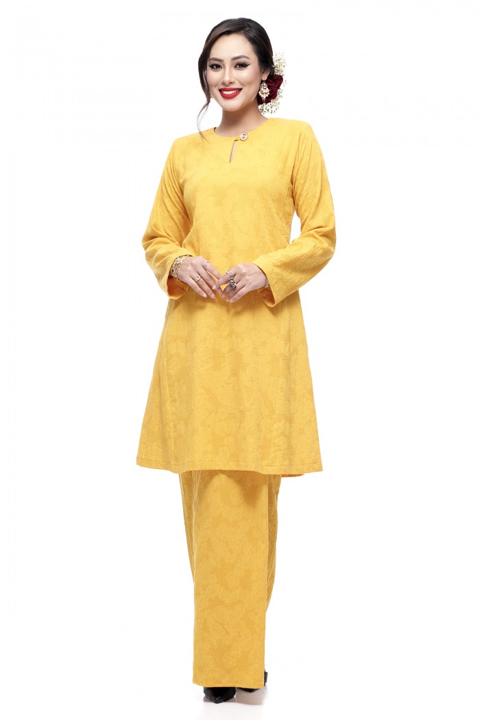 Klasik Kurung Pahang Mawar (Golden Mustard)