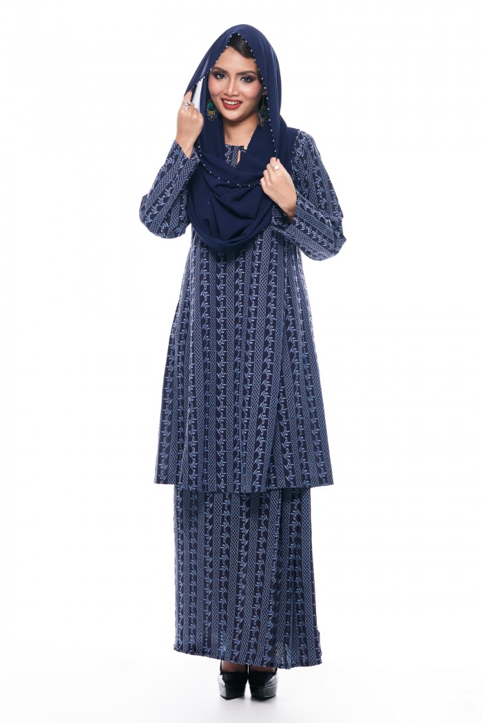 Anggun - Exclusive Instant Shawl Beaded (Navy Blue)