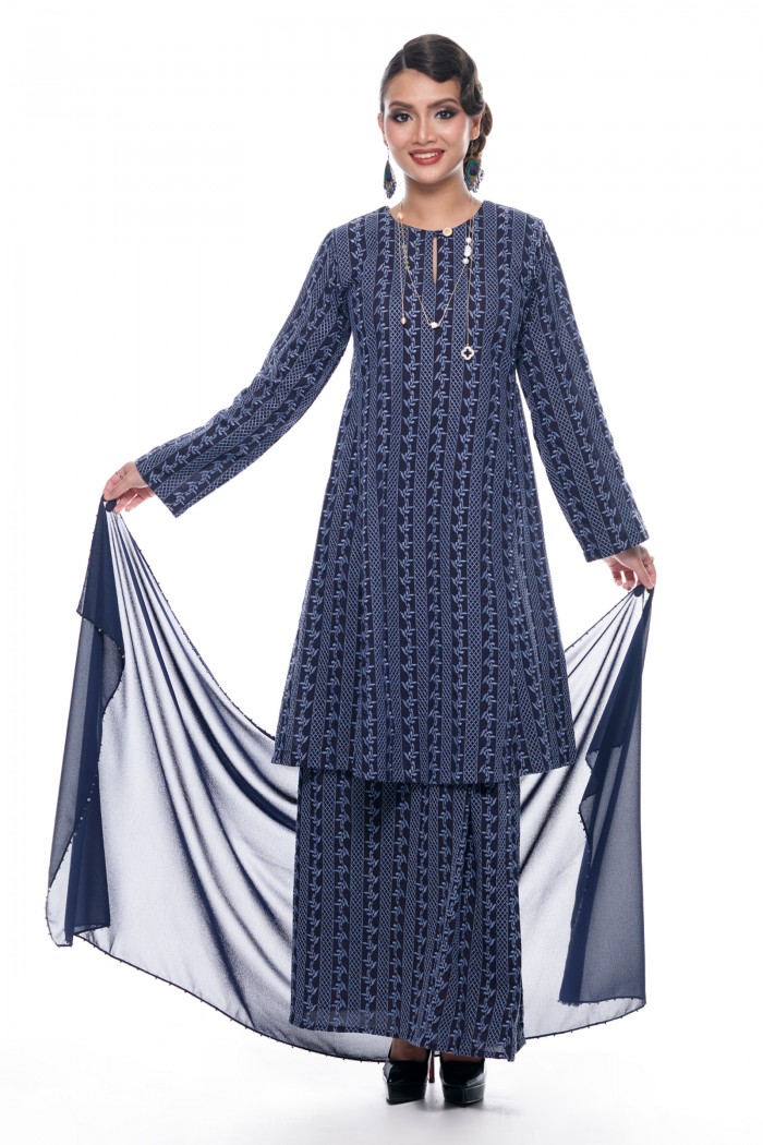 Jelita - Exclusive Long Beaded Shawl (Navy Blue)