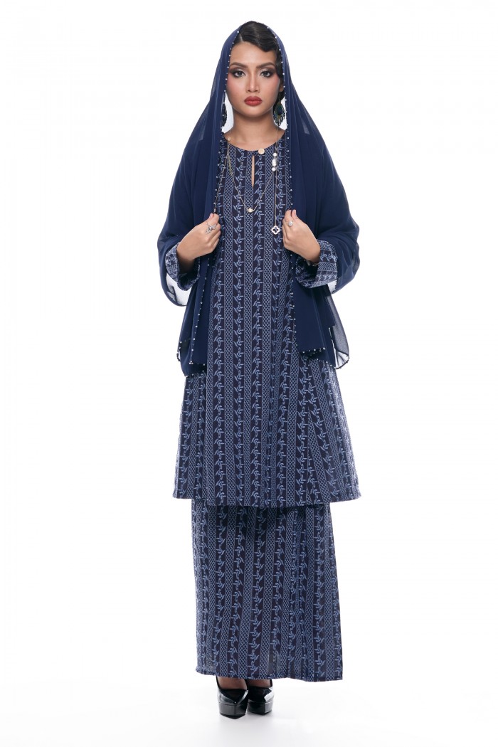 Jelita - Exclusive Long Beaded Shawl (Navy Blue)