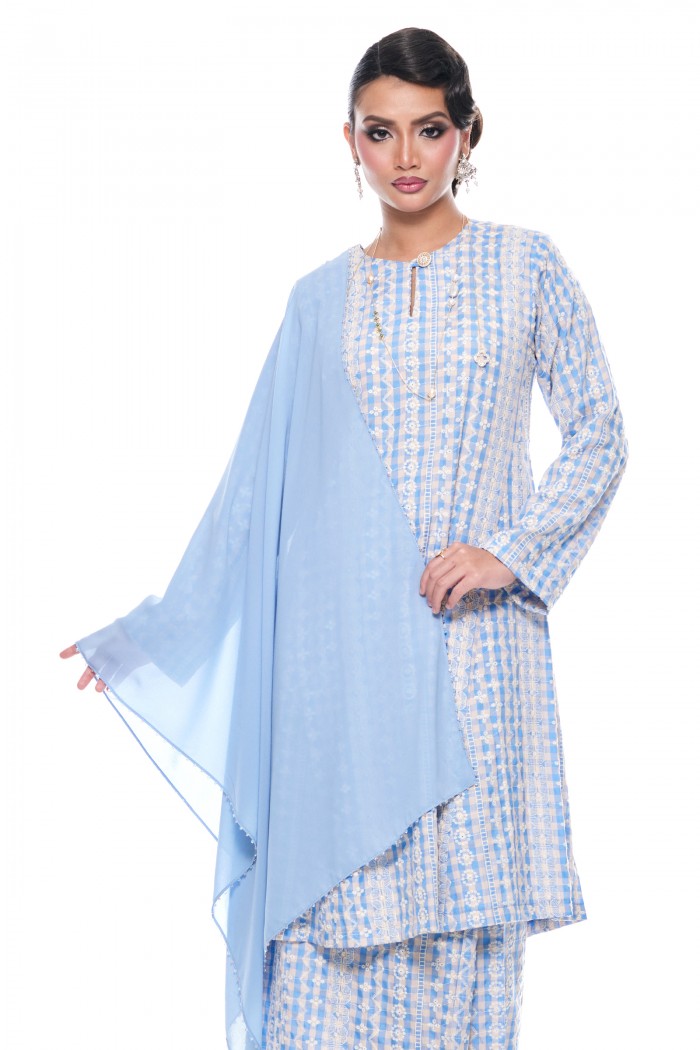 Jelita - Exclusive Long Beaded Shawl (Baby Blue)