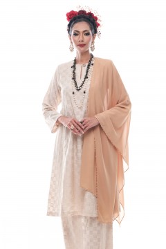 Jelita - Exclusive Long Beaded Shawl (Light Brown)