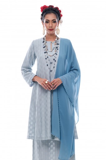 Jelita - Exclusive Long Beaded Shawl (Turqoise Blue)