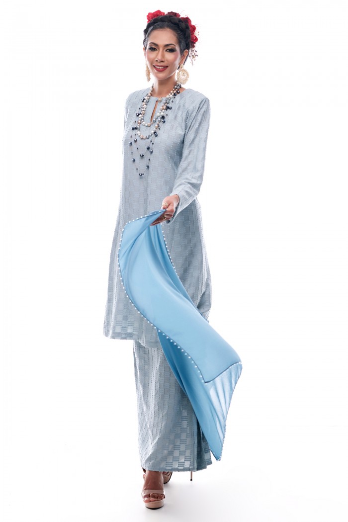 Jelita - Exclusive Long Beaded Shawl (Turqoise Blue)