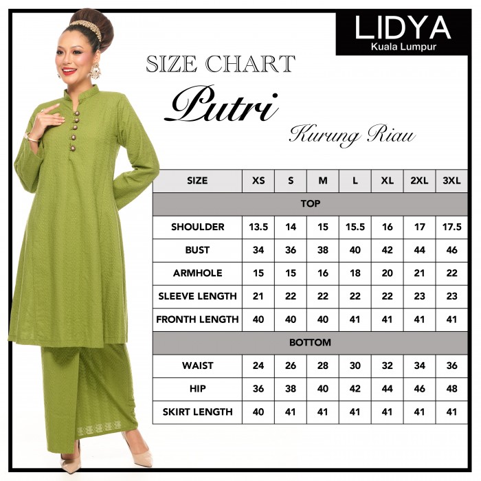 Kurung Riau Putri (Avocado Green)