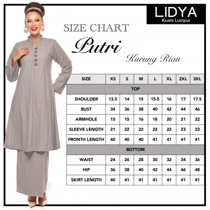 Kurung Riau Putri (Grey)